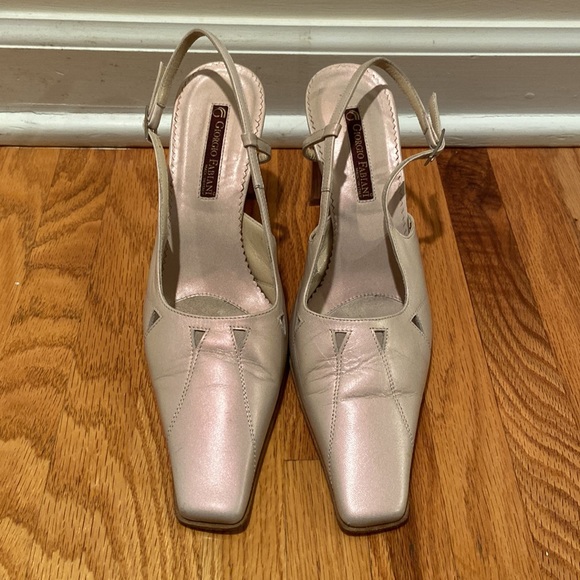 Giorgio Fabiano Leather Shiny Pink Slingback Heels - Picture 3 of 15